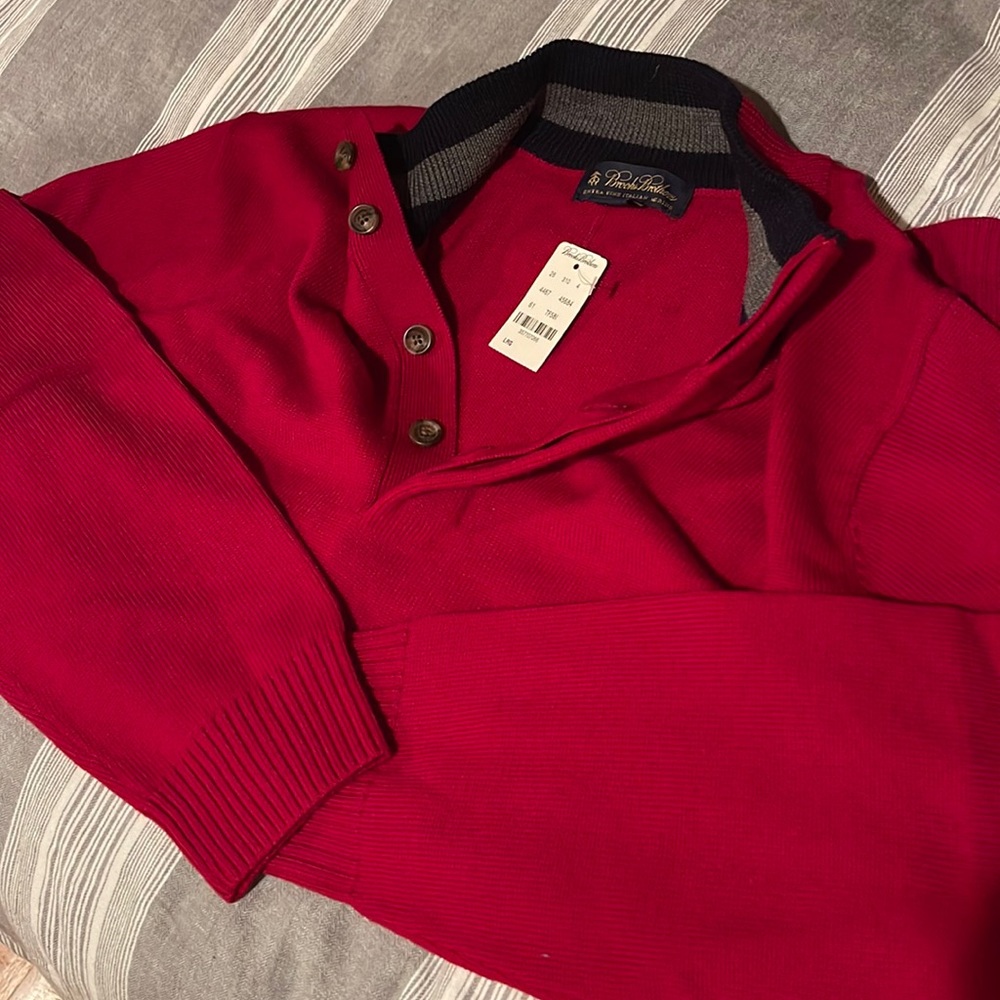 Brooks Brothers Merino Wool quarter button L